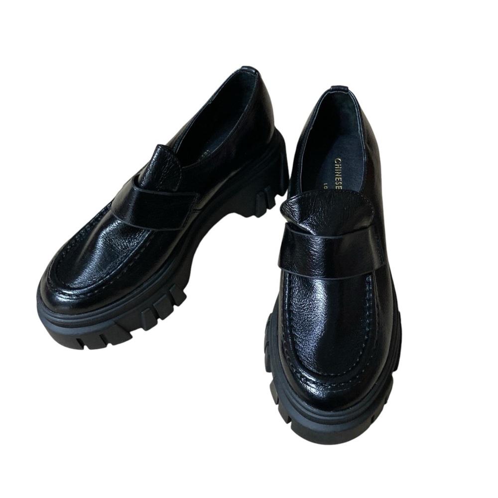 Chinese Laundry Chunky Black Loafers Size 6.5